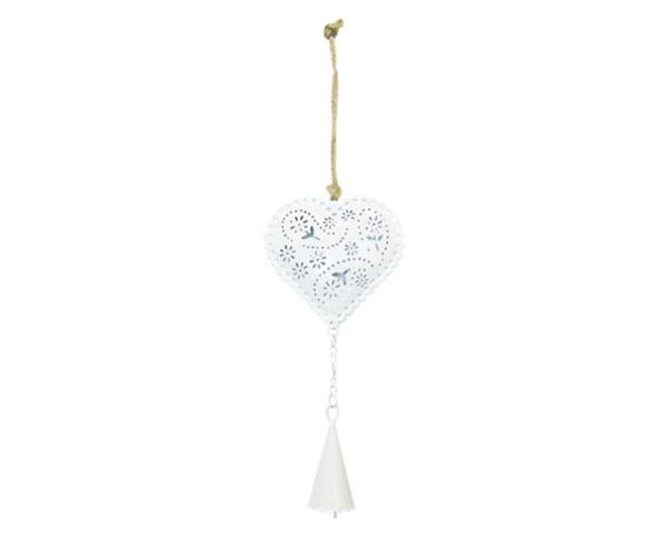 Rustic heart decoration with rope hanger, measuring 29 cm long and 8 cm wide, perfect for country style home decor.