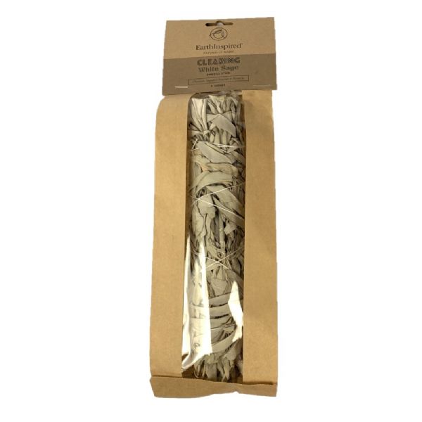 9-inch hand-rolled white sage smudge stick for cleansing, meditation, and creating a peaceful atmosphere.