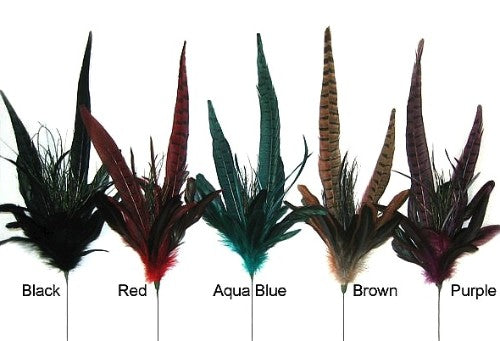 Vibrant cerise feather sprays, pack of 6, 46cm long, perfect for hairstyles, cake decoration, and elegant event decor.