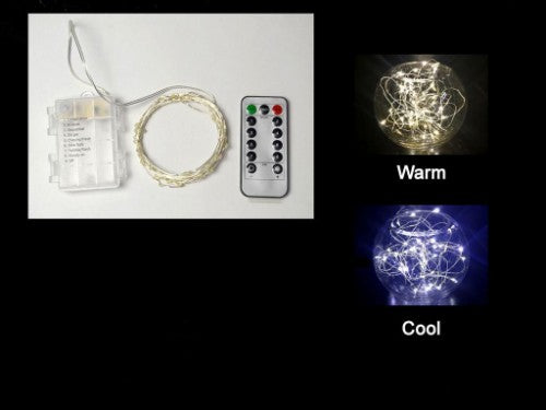 Remote-controlled 5m silver string light with 8 functions, waterproof design perfect for indoor or outdoor ambiance.