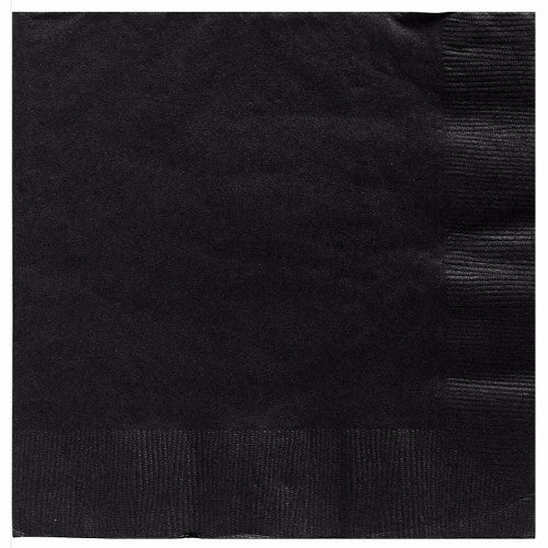 Elegant jet black 2-ply luncheon napkins, 33cm x 33cm, ideal for stylish dining and events, pack of 20.