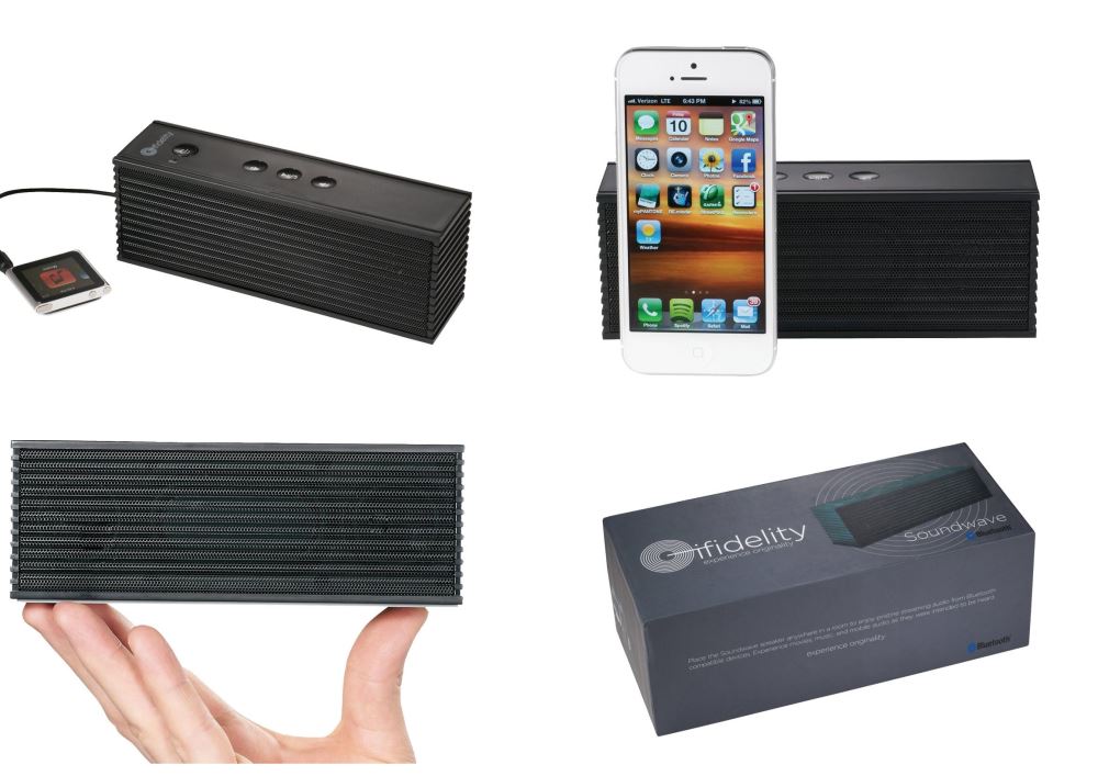 Sleek Ifidelity Bluetooth speaker with impressive sound, hands-free calling, and portable design for music on the go.
