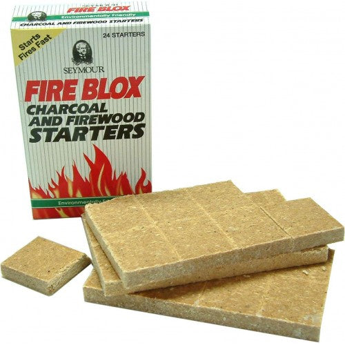 Convenient box of 24 fire starters designed for easy and reliable fire ignition.
