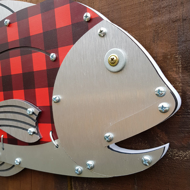 Layered Fish Snapper wall art, 600mm, crafted with CNC-cut materials, perfect for marine lovers and ready to hang.