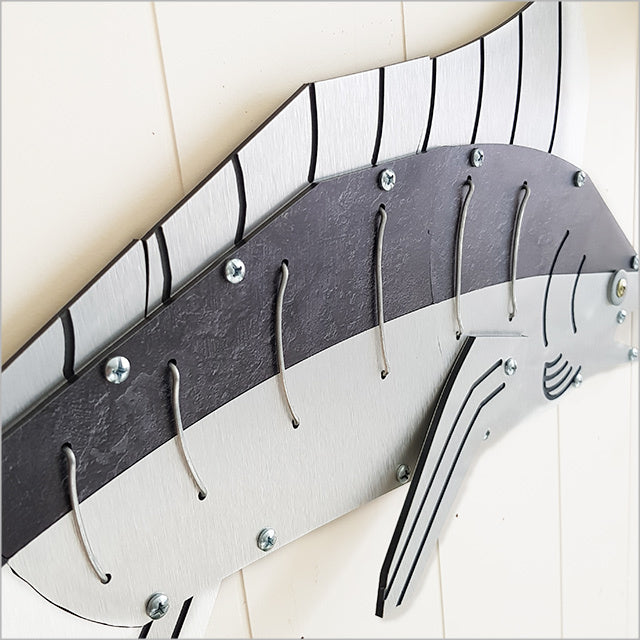 Layered Fish Marlin wall art, 925mm, intricately crafted with CNC technology, perfect for marine-themed decor enthusiasts.