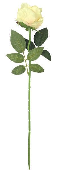 Pale yellow artificial rose stem, 51cm tall, adds elegance and warmth to any decor with lifelike petals and vibrant color.