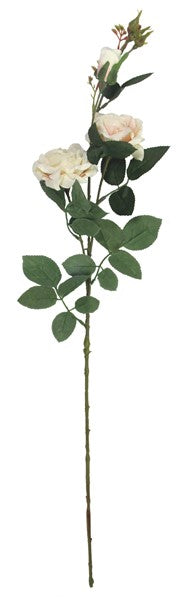 Elegant 3 head faux rose branch in champagne hue, 92cm tall, ideal for home decor and floral arrangements.