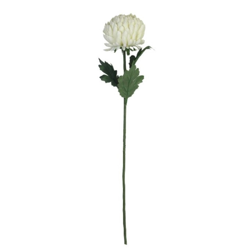 Elegant artificial cream chrysanthemum stem, 57cm tall, ideal for home decor and easy maintenance.