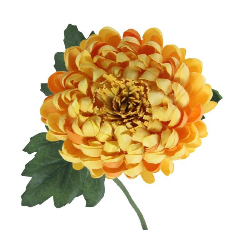 Lifelike orange chrysanthemum artificial flower, 57cm tall, perfect for home decor and floral arrangements.