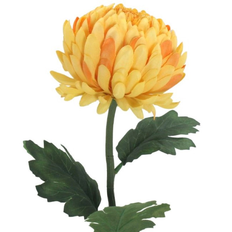 Vibrant orange artificial chrysanthemum standing 57cm tall, perfect for home decor and floral arrangements.