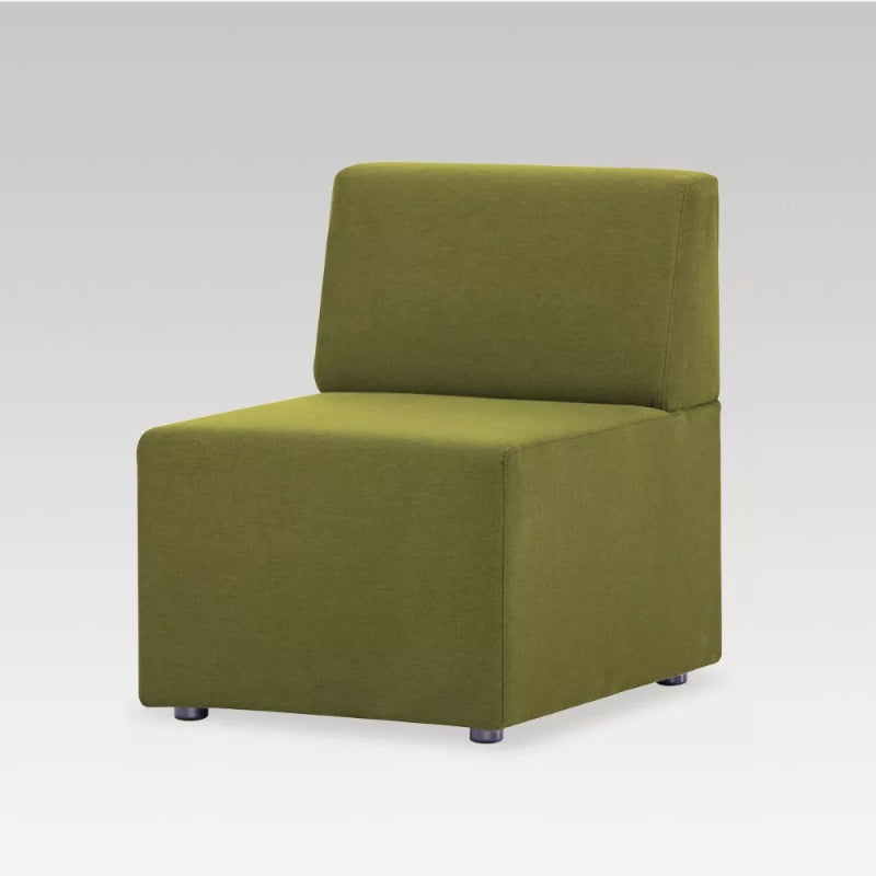 Green fabric single seater with contemporary design, perfect for modern interiors, compact size for small spaces.