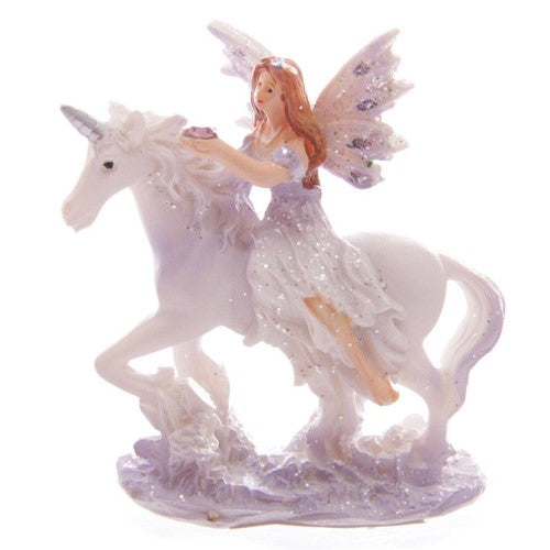 Set of 12 lilac glitter fairy and unicorn figures, ideal for imaginative play and decorative displays.