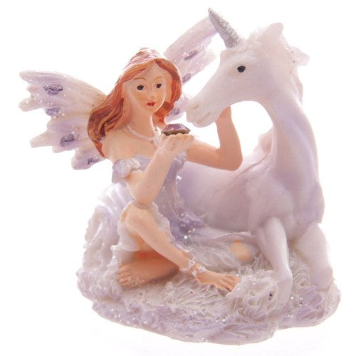 Set of 12 lilac glitter fairy and unicorn figures, perfect for imaginative play and enchanting decor.
