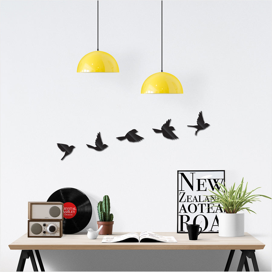 "Elegant wall art featuring a collection of sparrows in durable Black ACM, perfect for enhancing any indoor or outdoor space."