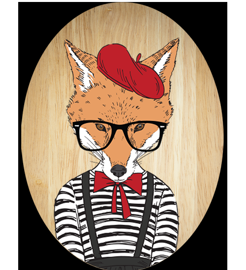 Fox-Female Plywood Oval Wall Art, eco-friendly, vibrant print on 18mm thick wood, perfect for home decor or gifting.