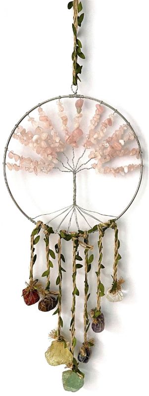 Dreamcatcher - Crystal Tree of Life 7 Chakras Rose Quartz
