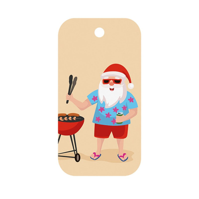 Festive gift tags in 2 designs, 95x50mm, sturdy 350gsm card, perfect for Christmas and BBQ celebrations, 20-pack.