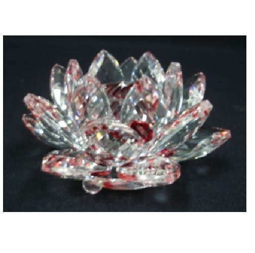 Red glass lotus flower ornament, 9cm, adds character to any space, ideal for personal use or gifting.