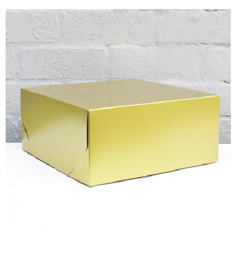 Gold gift box packaging set of 10, 305 x 305 x 127 mm, elegant and durable for luxurious gift presentation.