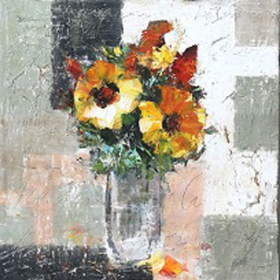 Hand-painted canvas artwork 'Painting Pick Of The Bunch 3', 70x70cm, ready to hang, enhancing home decor with vibrant artistry.