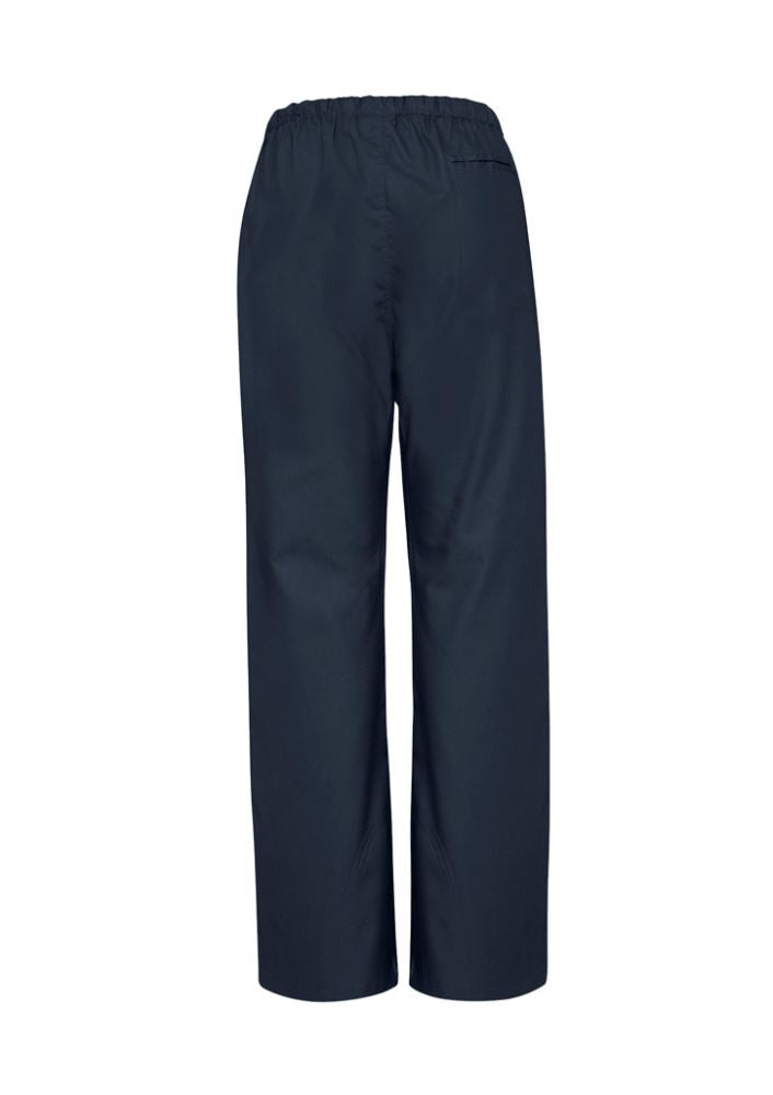 Ladies Navy Bootleg Scrubs Pant in XXS, featuring soft touch fabric, elastic waistband, and practical pockets for healthcare professionals.