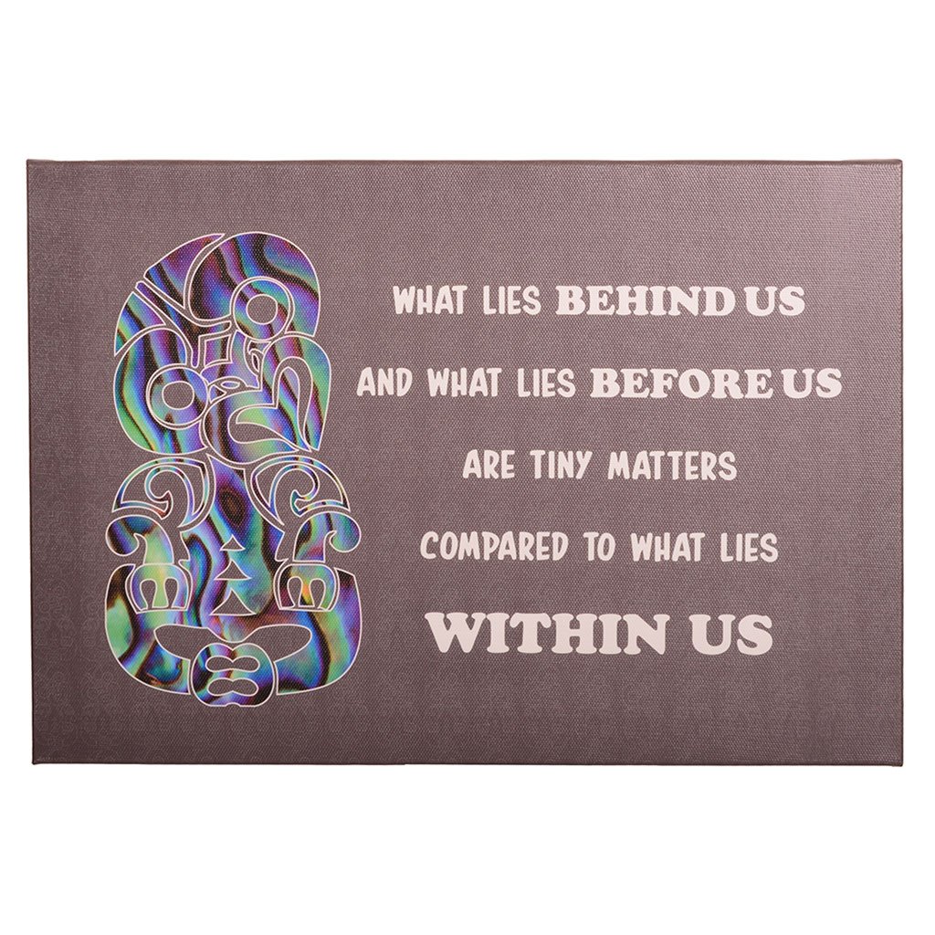 Inspirational canvas print featuring a vibrant Tiki design, promoting positivity and resilience for uplifting home decor.