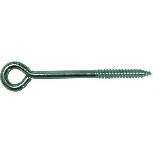 Screw Eyes Z.P. Hindley 414, 125mm length, 12mm eye diameter, corrosion-resistant for reliable indoor/outdoor fastening.