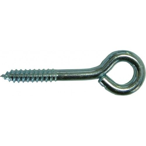 Zinc-plated screw eyes, 95mm long, 12mm eye diameter, ideal for securing and hanging lightweight items in various projects.