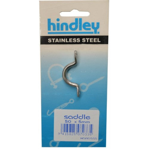 Stainless steel saddle 50x5mm for secure attachments on flat surfaces, ideal for marine and outdoor projects.