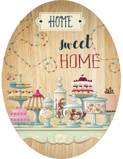 Home Sweet Home plywood oval wall art, eco-friendly and charming, perfect for enhancing any living space. Ready to hang.