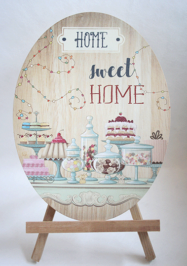 Home Sweet Home oval wall art in eco-friendly plywood, featuring warm, charming design, ready to hang for stylish decor.