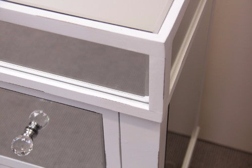 Elegant Mirrored 2 Drawer chest with spacious drawers, perfect for stylish organization in any room.