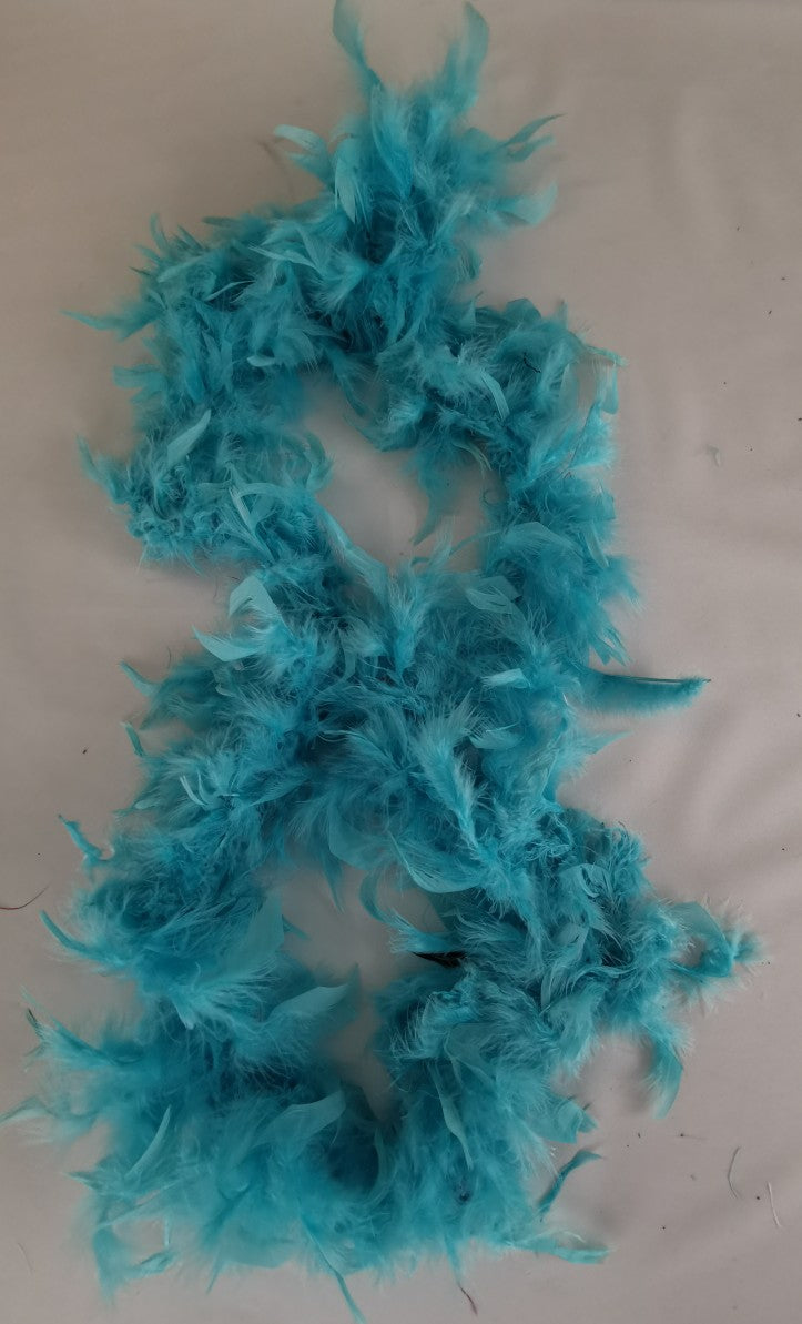 Luxurious 2-yard blue feather boa, perfect for parties, drag shows, or adding glamour to any outfit.