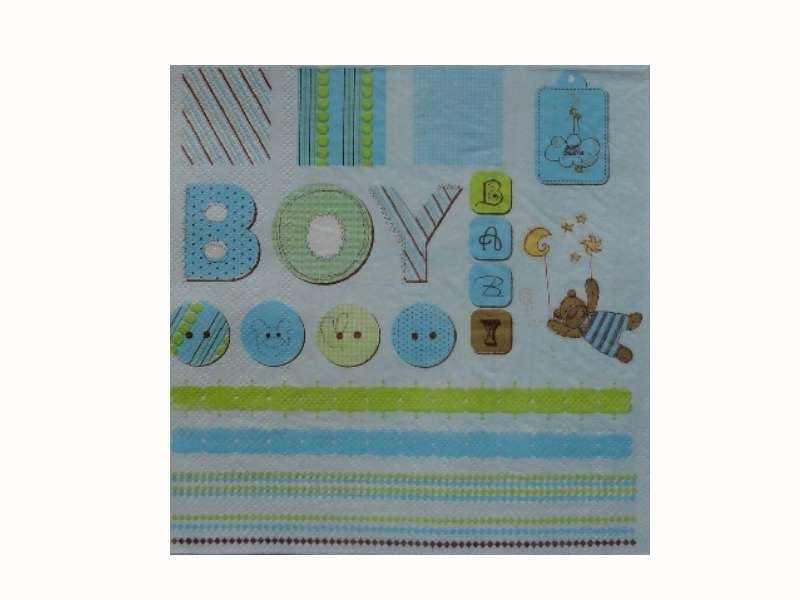 Premium 3-ply "It's A Boys" napkins, 33cm x 33cm unfolded, perfect for baby showers and birthday parties, pack of 60.
