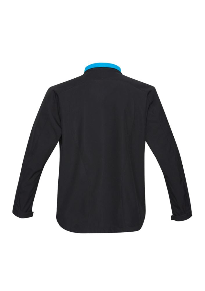 Kids Geneva Jacket in Black/Cyan, Size 16, featuring breathable fabric, fleece lining, and water-repellent design for outdoor adventures.