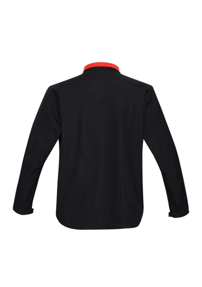 Kids Geneva Jacket in Black/Red, size 16; features water-repellent fabric, fleece lining, and adjustable cuffs for comfort.