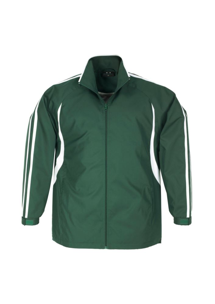 Kids Flash Track Top in Forest/White, size 12, features a zip-up design, sporty details, and zippered pockets for active wear.