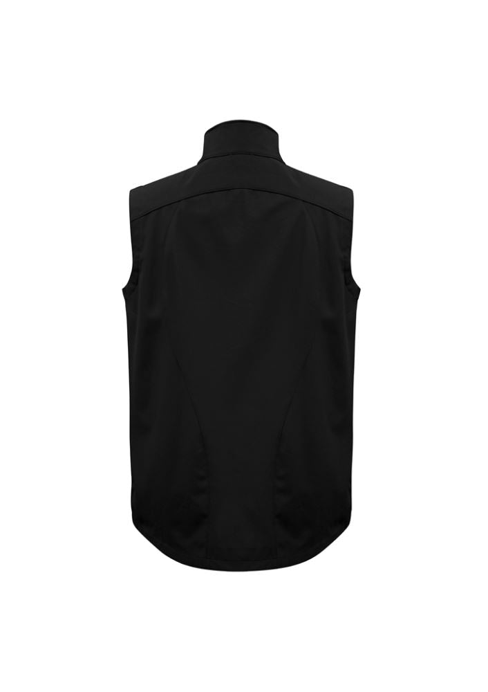 Men's Geneva Vest in Black/Red, Size M, featuring a stand-up collar, zippered pockets, and water-repellent fabric.
