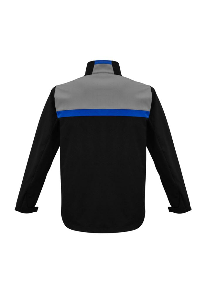 Unisex Charger Jacket in Black/Royal/Grey, M size, featuring a fleece lining, stand-up collar, and water-repellent fabric.