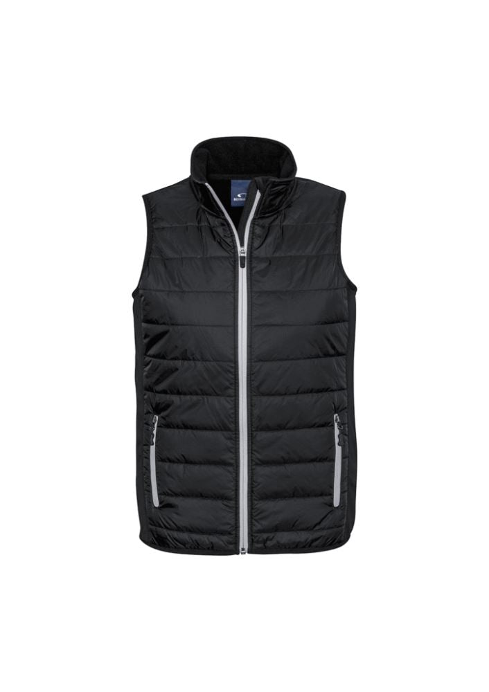Men's Stealth Tech Vest in Black/Silver Grey, 3XL, features quilted nylon, stretch fleece back, insulation, and stylish design.