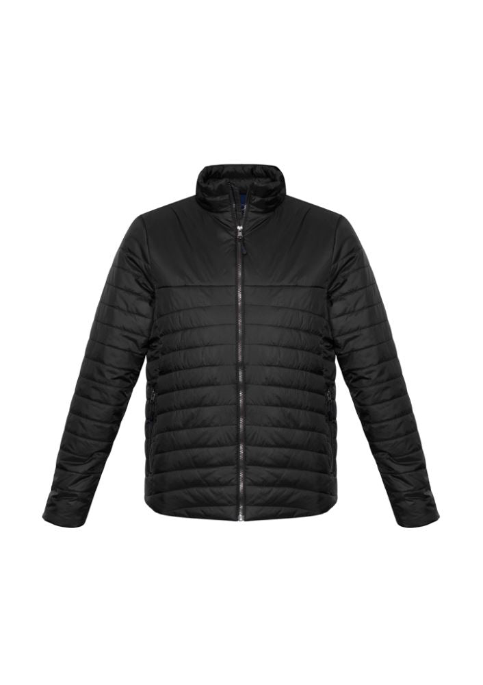 Men's Expedition Quilted Jacket in black, size 3XL, featuring water-resistant nylon, high-loft insulation, and zippered pockets.