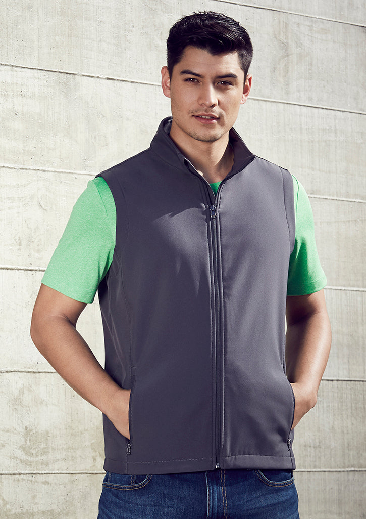Men's Apex Vest in Grey, Size L, featuring lightweight polyester, fleece lining, and wind-resistant design for comfort and warmth.