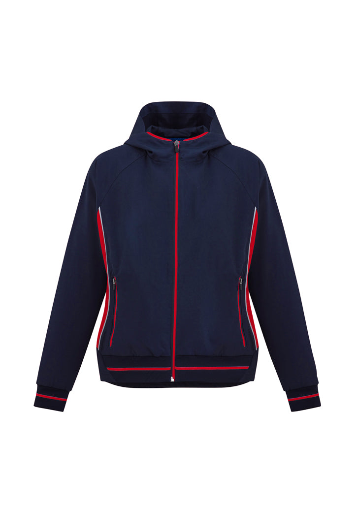 Stylish Ladies Titan Jacket in Navy/Red, size XL, featuring 4-way stretch, breathable lining, and reflective safety details.