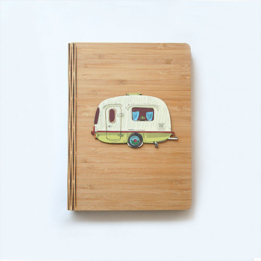 Kiwana Bamboo Journal featuring a kiwi and butterfly design, eco-friendly, replaceable inner pages, 175mm x 230mm size.