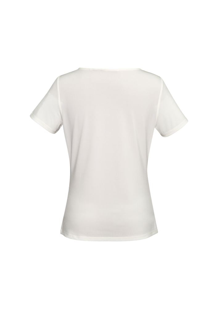 Ivory Ladies Ava Drape Knit Top, size 10, featuring a soft draped neckline for elegant office or casual wear.