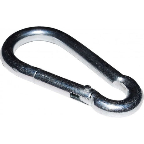 Karabiners Pear Shape Z.P. 80 X 8mm: Durable zinc plated steel, lightweight, spring-loaded, ideal for quick attachment in outdoor activities.