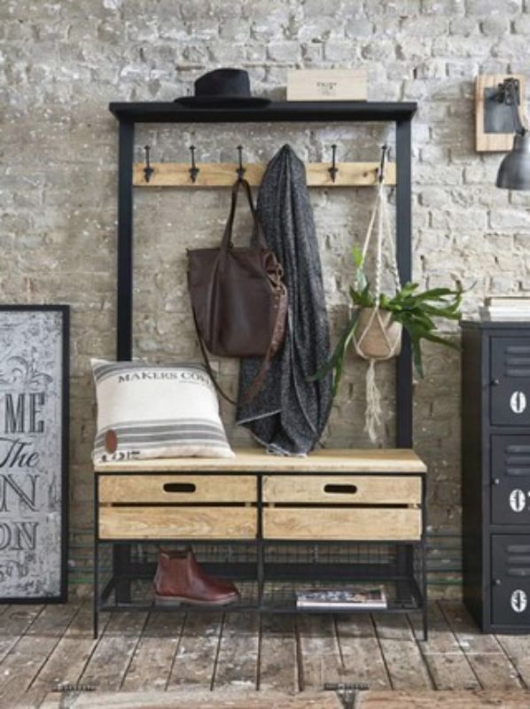 Tall coat stand made of Indian hardwood, featuring a stunning finish and classic design for stylish entryway storage.