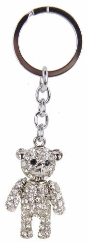 Teddy bear keyring adorned with crystals, compact and lightweight, perfect for adding charm to your keys or gifting.