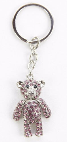 Charming 4.3cm teddy bear keyring adorned with crystals, perfect for adding sparkle to keys or bags.