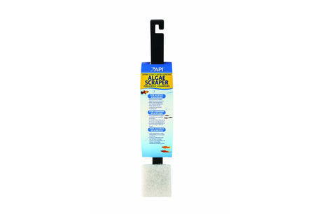 API Algae Scraper for Acrylic with 18-inch ergonomic handle, designed for easy, efficient algae removal from aquarium walls.
